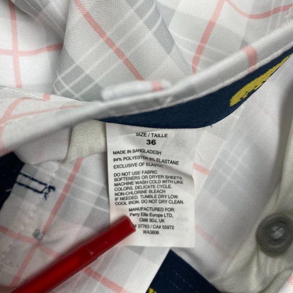 Jack Nicklaus Golf Shorts Mens 36 Bright White Check Stretch Wicking UPF - Picture 8 of 13